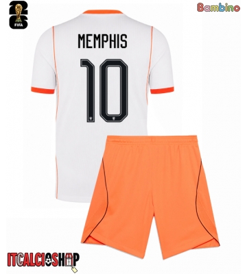 Paesi Bassi Memphis Depay #10 Seconda Maglia Bambino Mondiali 2026 Manica Corta (+ Pantaloni corti)